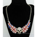 Fashion Statement UK Flag Wing Design Necklace Jewelry Rhinestone Skull Necklace FN183